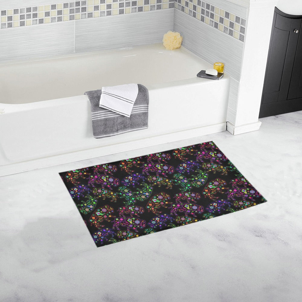 Neon Floral Buffalos Bath Rug 16''x 28''