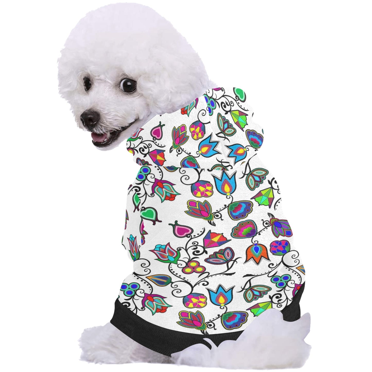 Indigenous Paisley White Pet Dog Hoodie