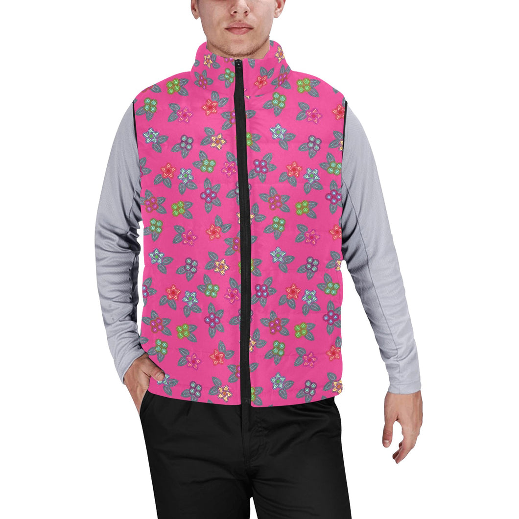 Berry Flowers Men's Padded Vest Jacket