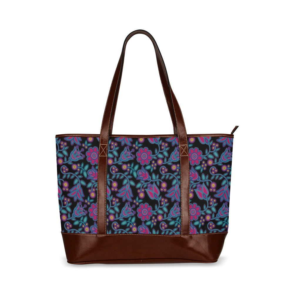 Beaded Nouveau Coal Tote Handbag