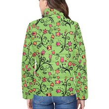 Load image into Gallery viewer, Light Green Yellow Star Women&#39;s Stand Collar Padded Jacket
