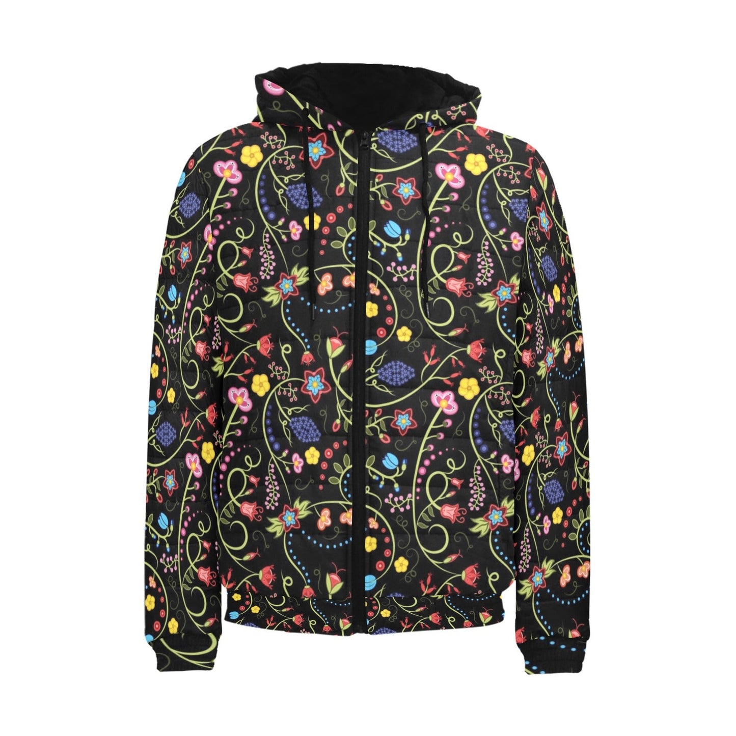 Fresh Fleur Midnight Men's Padded Hooded Jacket