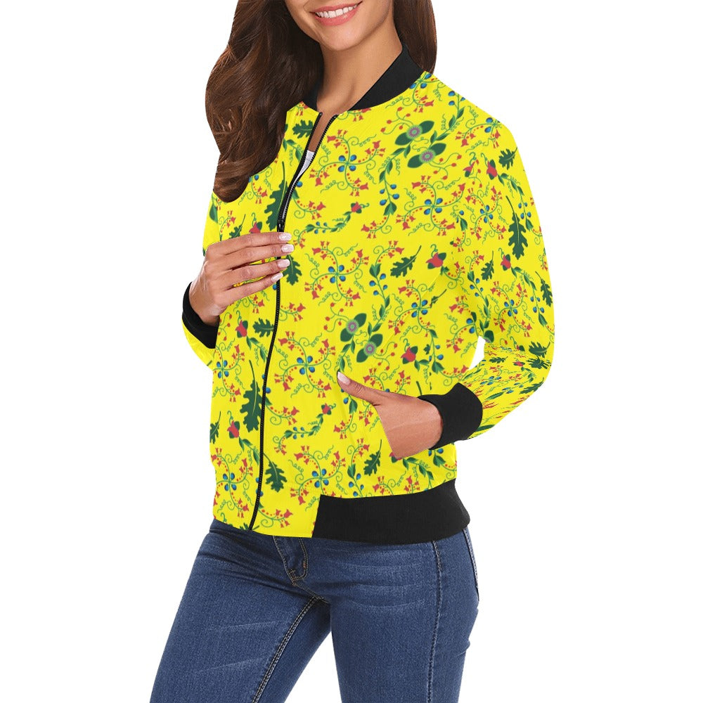 Vine Life Lemon Bomber Jacket for Women