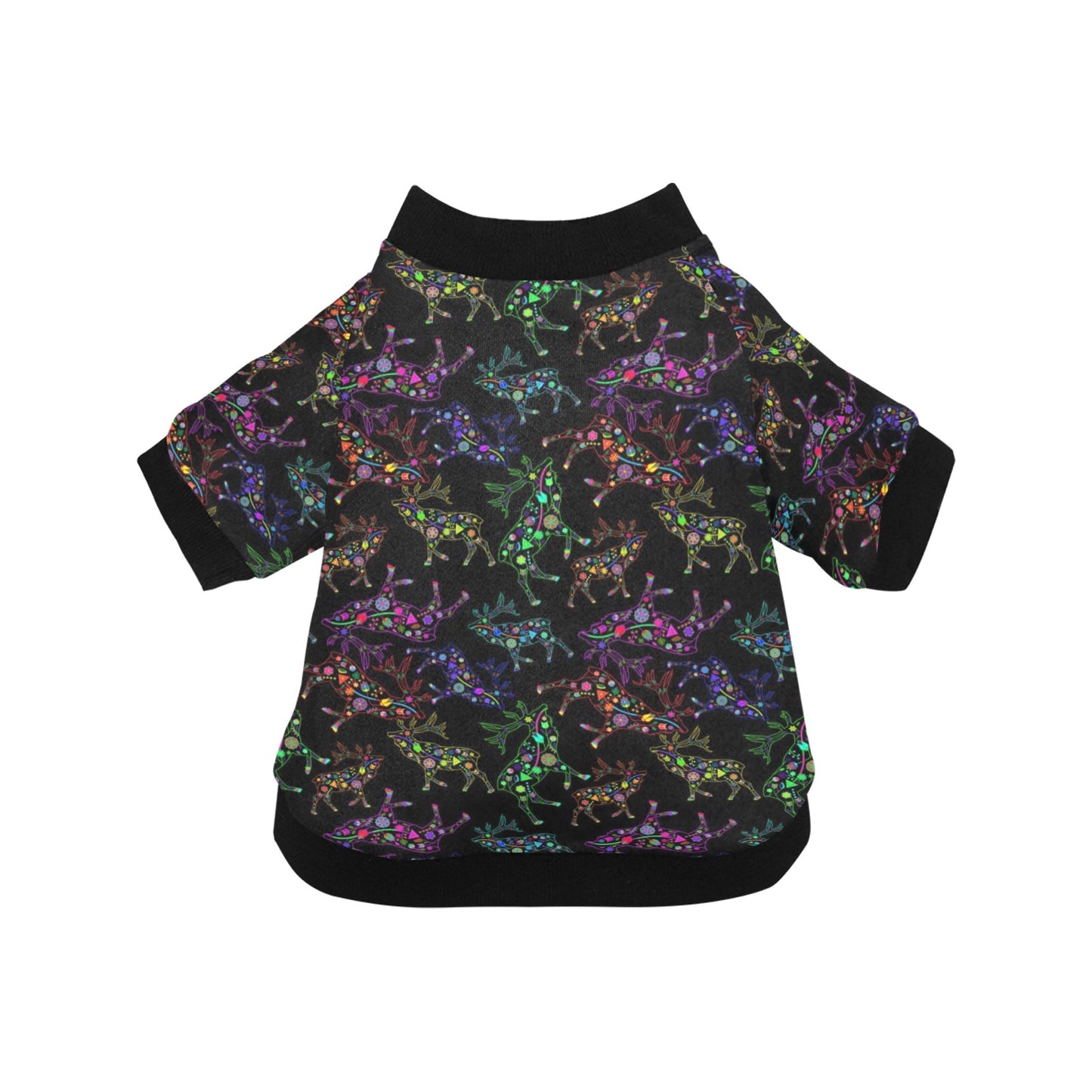 Neon Floral Elks Pet Dog Round Neck Shirt