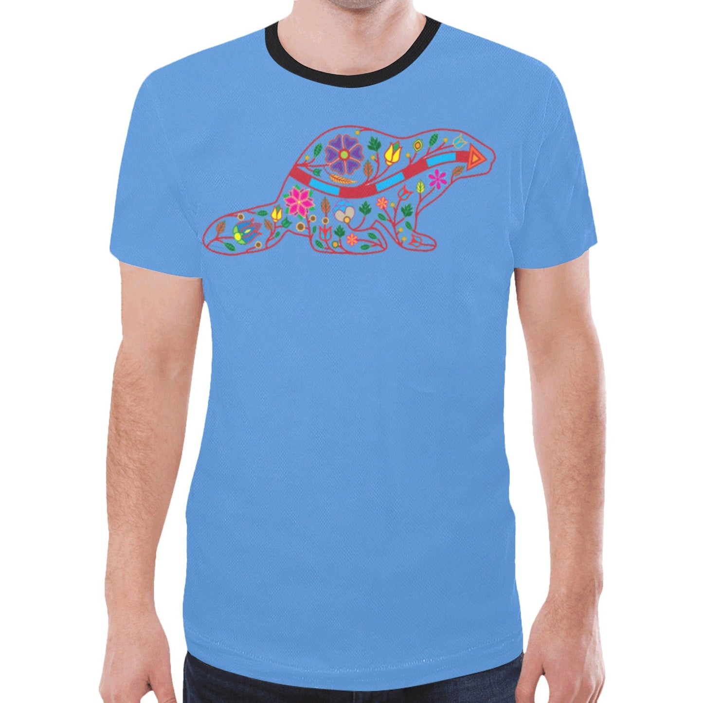 Floral Beaver Spirit Guide (Blue) New T-shirt for Men