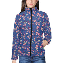 Load image into Gallery viewer, Swift Floral Peach Blue Women&#39;s Stand Collar Padded Jacket
