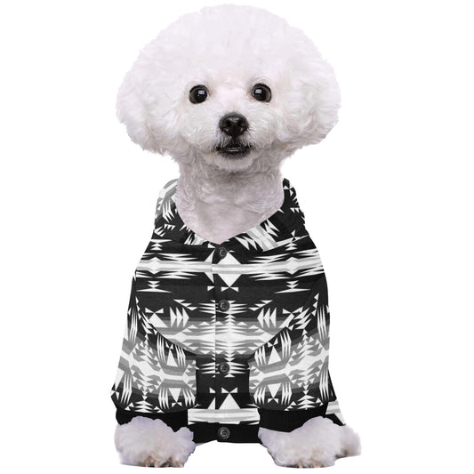 Between the Mountains Black and White Pet Dog Hoodie