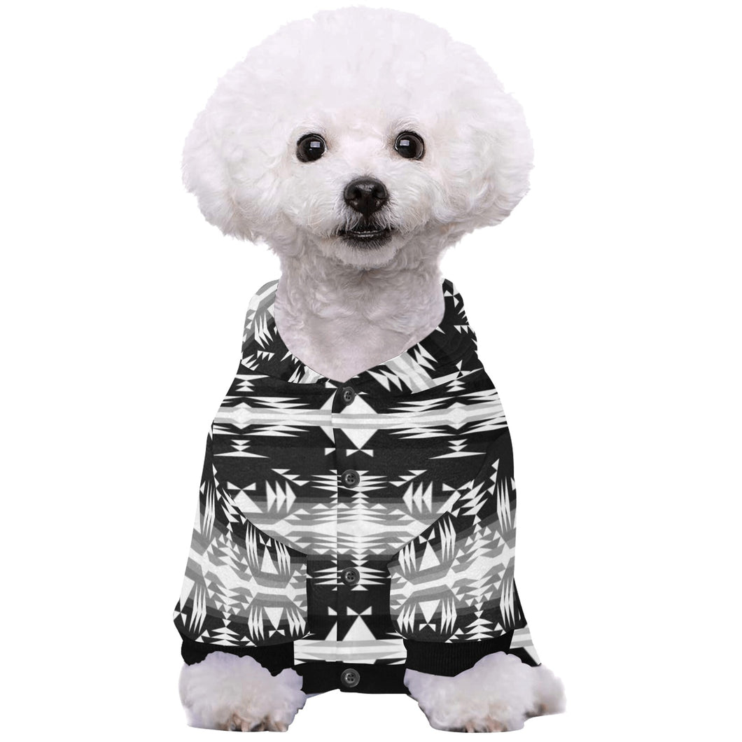 Between the Mountains Black and White Pet Dog Hoodie