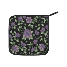 Load image into Gallery viewer, Purple Beaded Rose Oven Mitt &amp; Pot Holder
