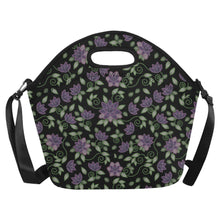 Load image into Gallery viewer, Purple Beaded Rose Neoprene Lunch Bag/Large
