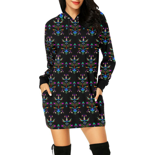 Dakota Damask Black Hoodie Dress