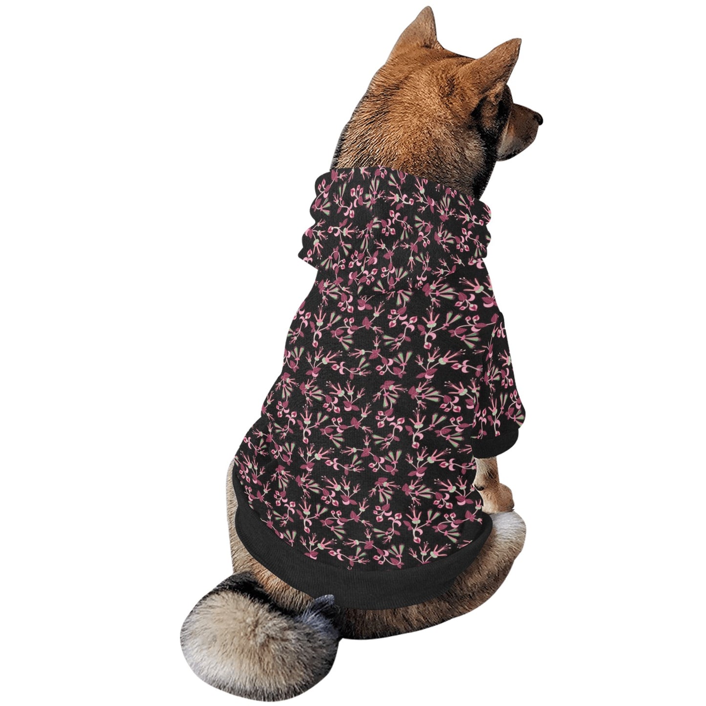 Floral Green Black Pet Dog Hoodie