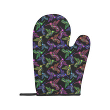 Load image into Gallery viewer, Neon Floral Hummingbirds Oven Mitt &amp; Pot Holder
