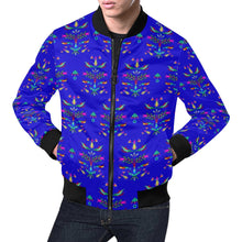 Load image into Gallery viewer, Dakota Damask Blue Bomber Jacket for Men
