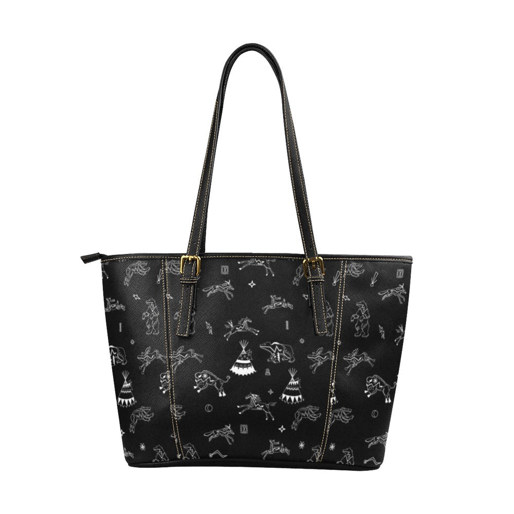 Ledger Dables Black Leather Tote Bag