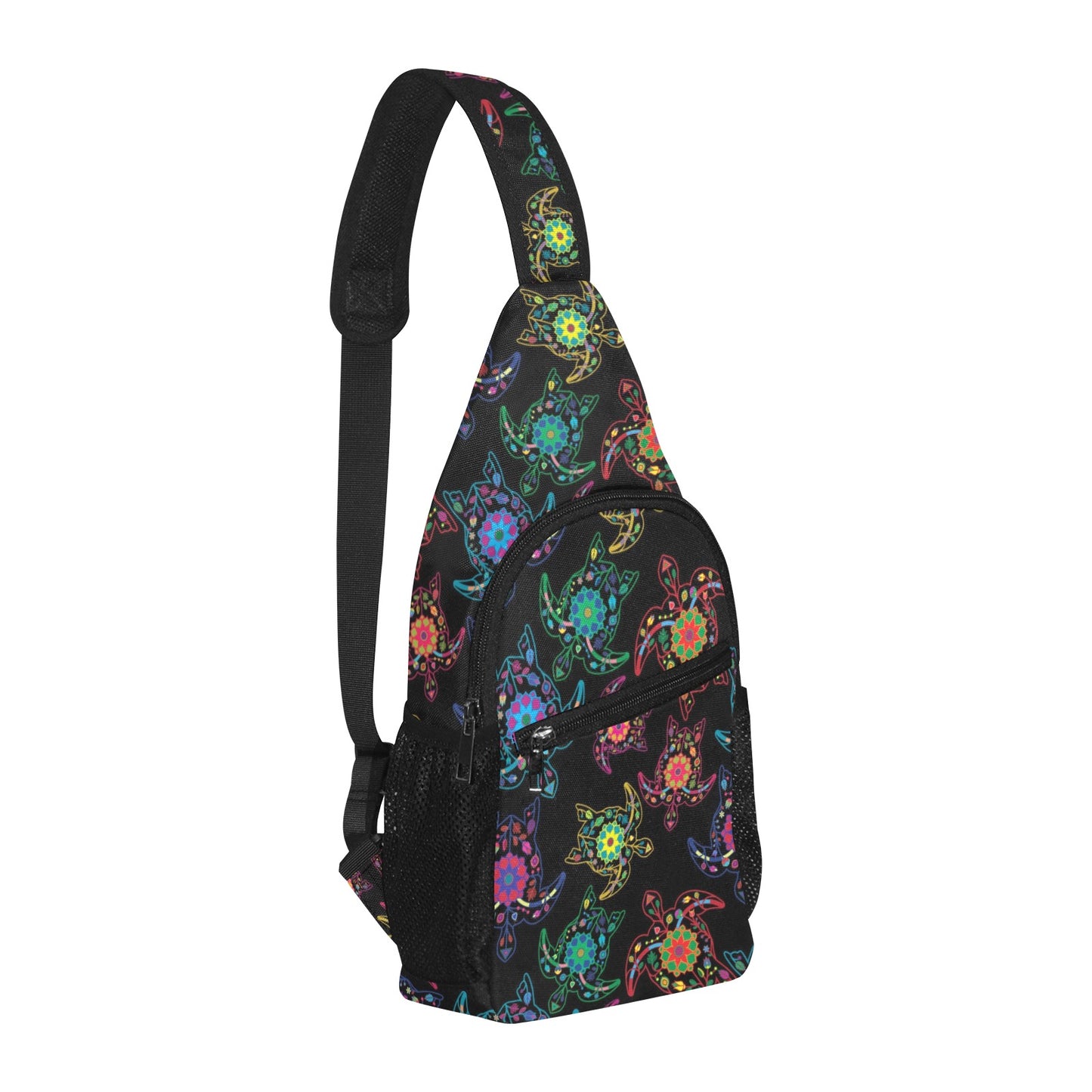 Neon Floral Turtles Chest Bag