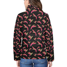 Load image into Gallery viewer, Red Swift Colourful Black Women&#39;s Stand Collar Padded Jacket
