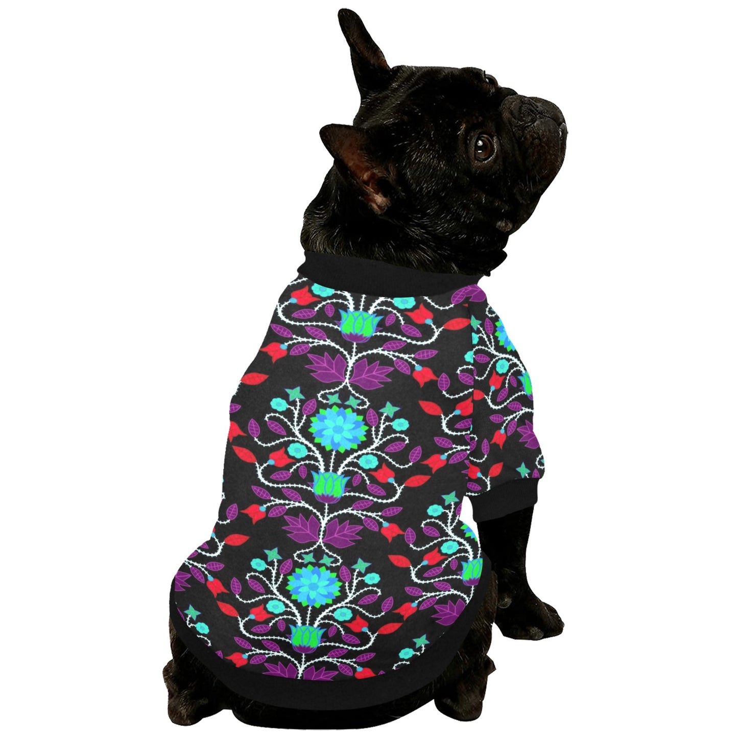 Floral Beadwork Four Clans Winter Pet Dog Round Neck Shirt