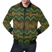 Load image into Gallery viewer, Fire Feather Green Bomber Jacket for Men
