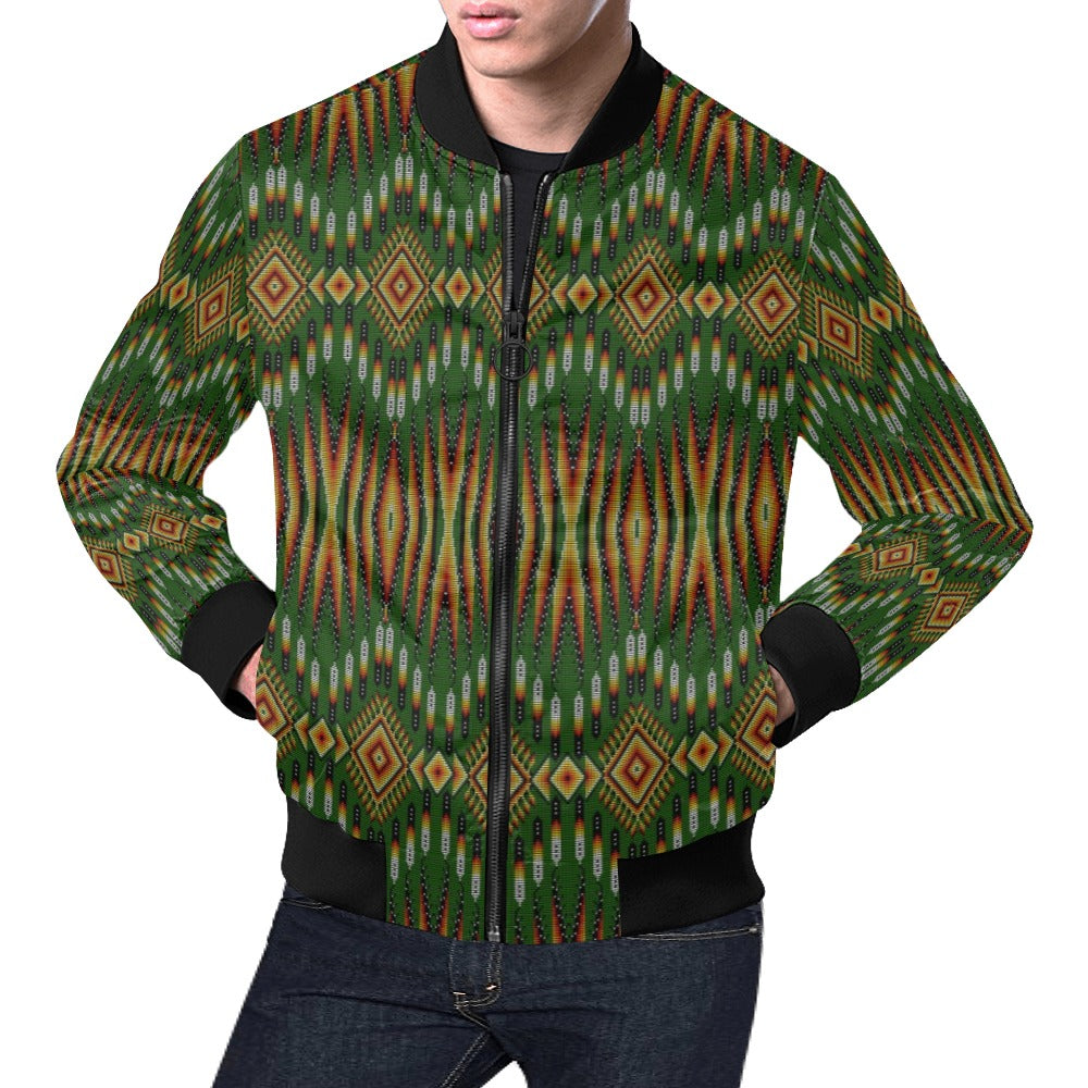 Fire Feather Green Bomber Jacket for Men