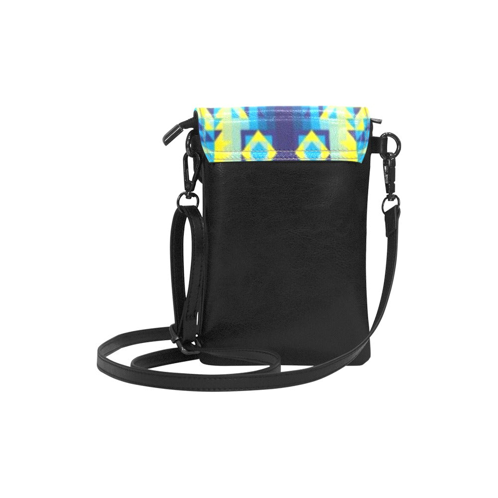 Kaleidoscope Jaune Bleu Small Cell Phone Purse