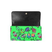 Load image into Gallery viewer, Indigenous Paisley Green Women&#39;s Trifold Wallet
