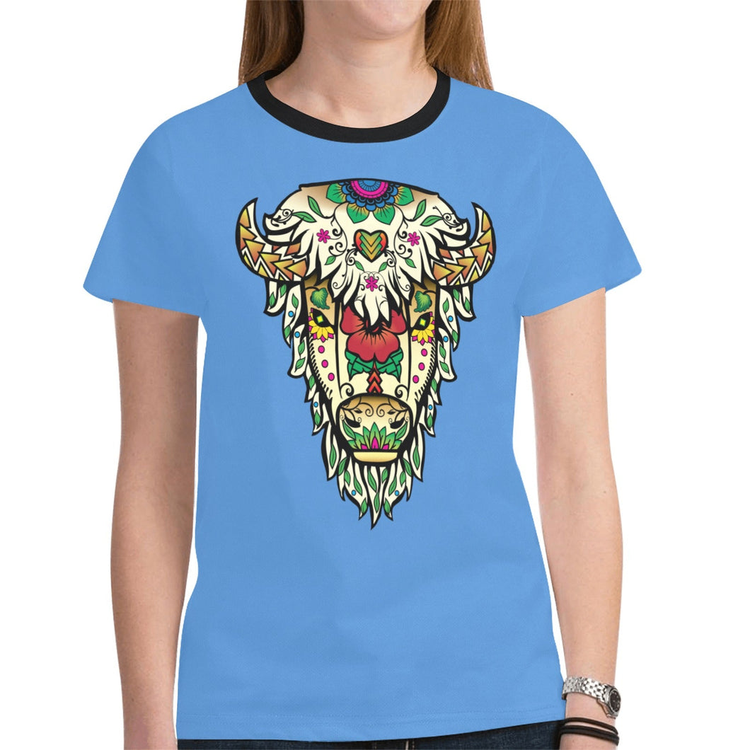 Buffalo Spirit Guide (Blue) New T-shirt for Women