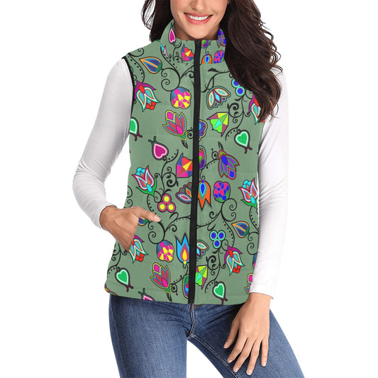 Indigenous Paisley Dark Sea Women's Padded Vest Jacket