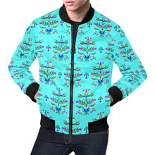 Load image into Gallery viewer, Dakota Damask Turquoise Bomber Jacket for Men
