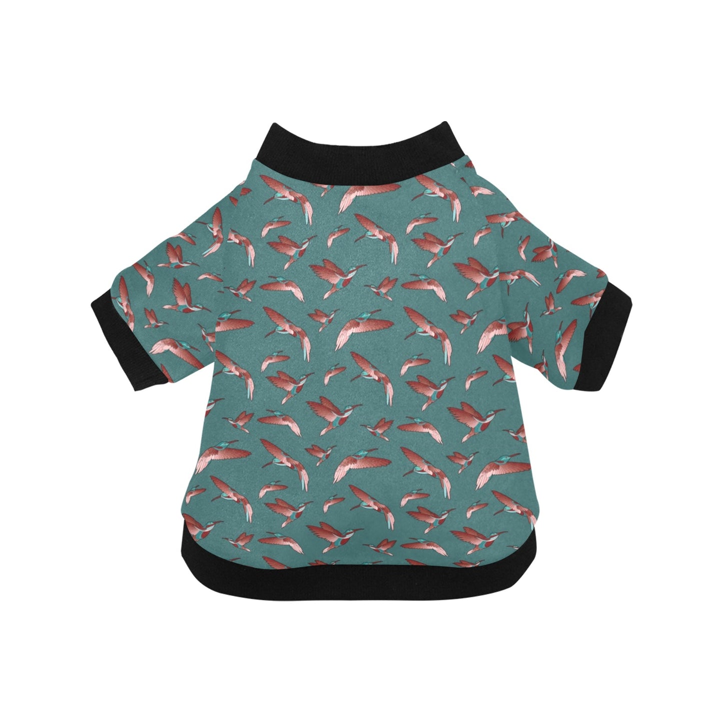 Red Swift Turquoise Pet Dog Round Neck Shirt