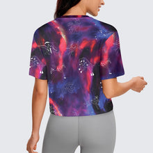 Load image into Gallery viewer, Animal Ancestors 3 Blue Pink Swirl Crop Top
