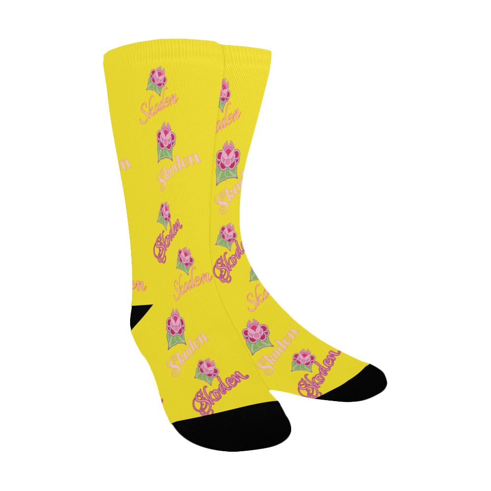 Ladies Skoden Floral Yellow Women's Custom Socks