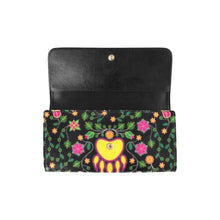 Load image into Gallery viewer, Floral Bearpaw Pink and Yellow Women&#39;s Trifold Wallet
