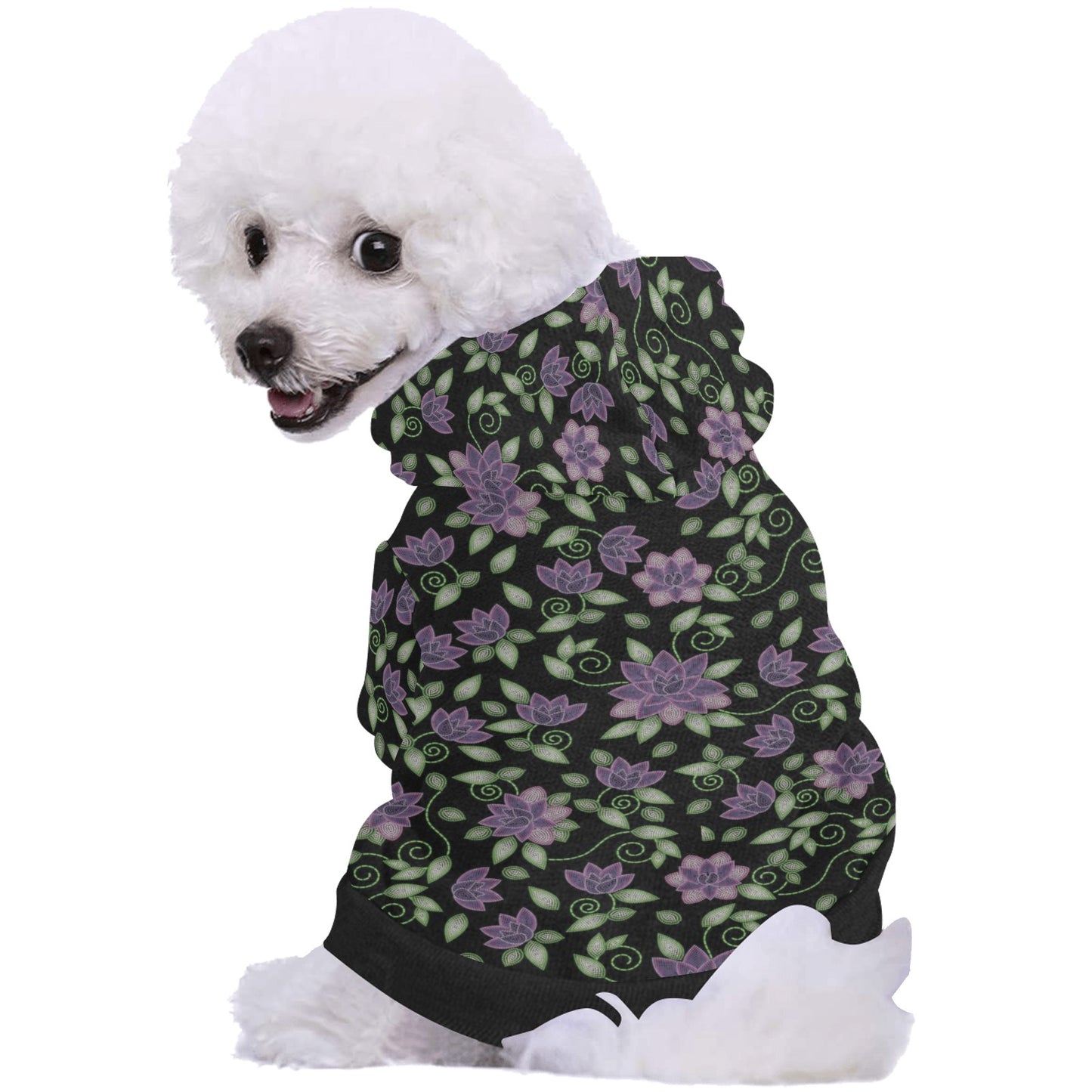 Purple Beaded Rose Pet Dog Hoodie