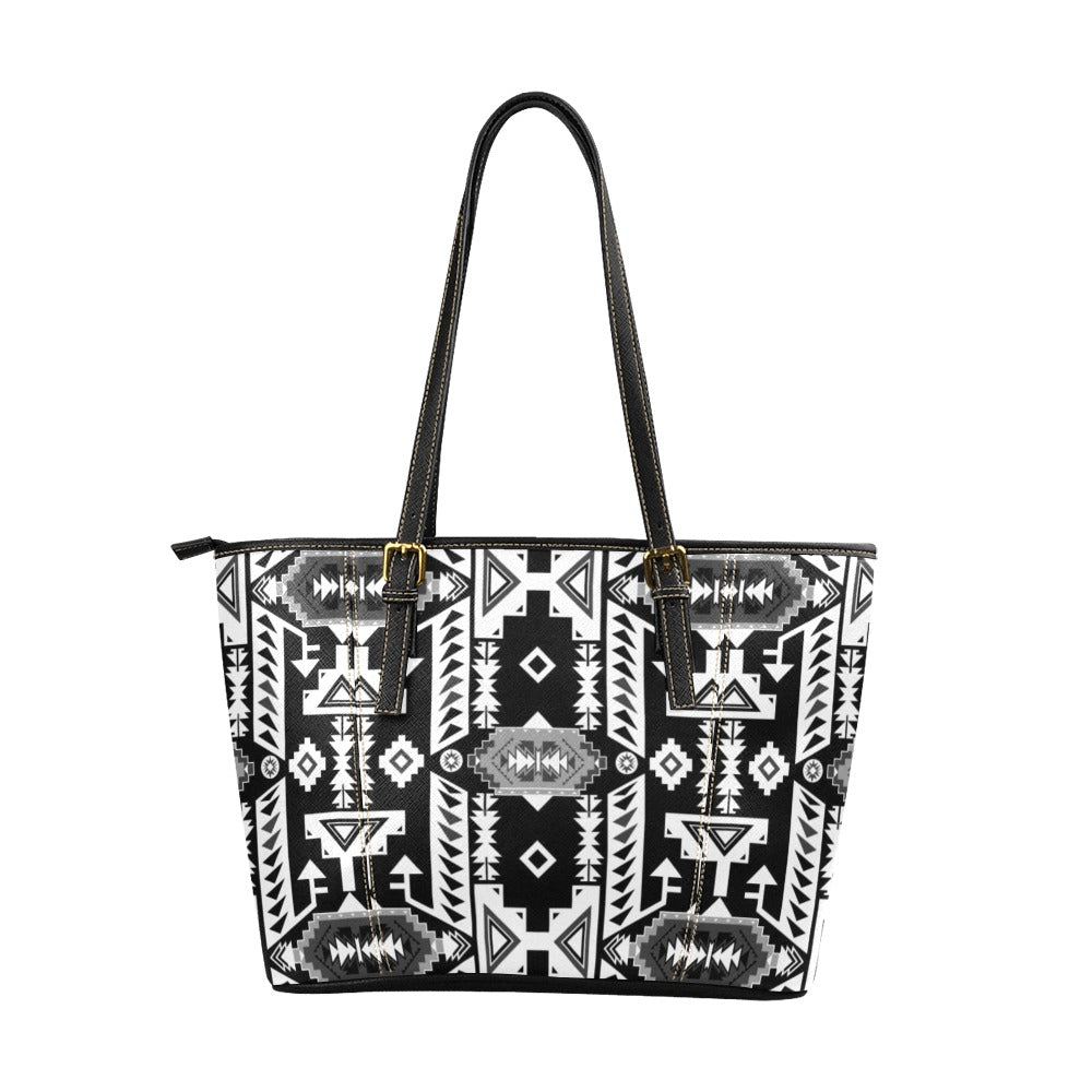 Chiefs Mountain Black and White Leather Tote Bag