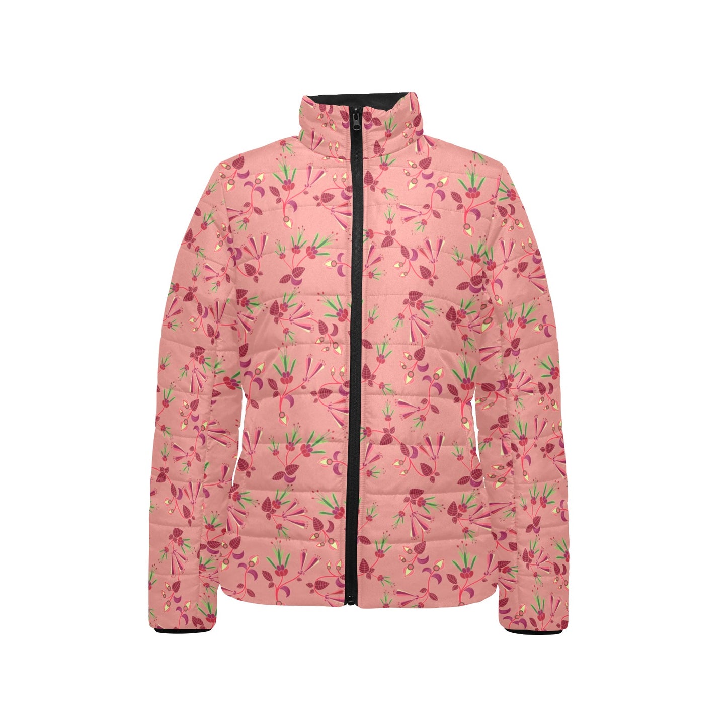 Swift Floral Peach Rouge Remix Women's Stand Collar Padded Jacket