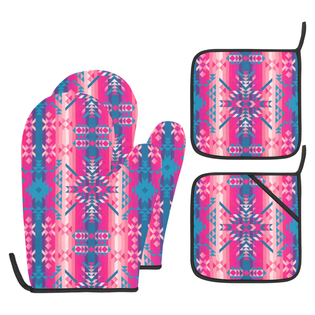 Desert Geo Blue Oven Mitt & Pot Holder