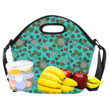 Load image into Gallery viewer, Strawberry Dreams Turquoise Neoprene Lunch Bag/Large
