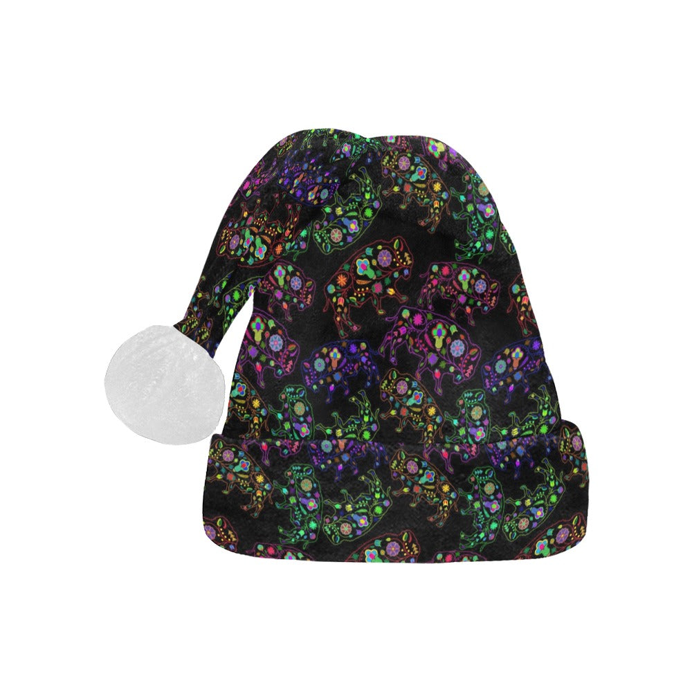 Neon Floral Buffalos Santa Hat