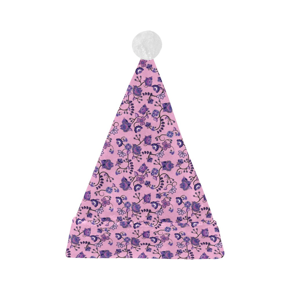 Purple Floral Amour Santa Hat