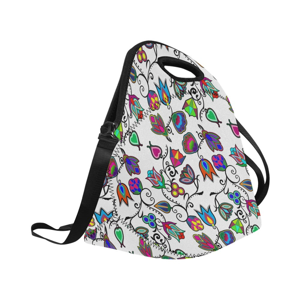 Indigenous Paisley White Neoprene Lunch Bag/Large