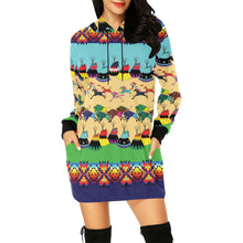 Load image into Gallery viewer, Horses and Buffalo Ledger Blue Hoodie Dress
