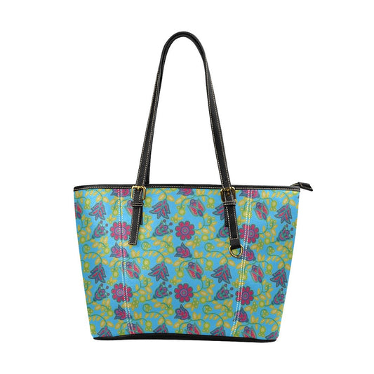 Beaded Nouveau Lime Leather Tote Bag