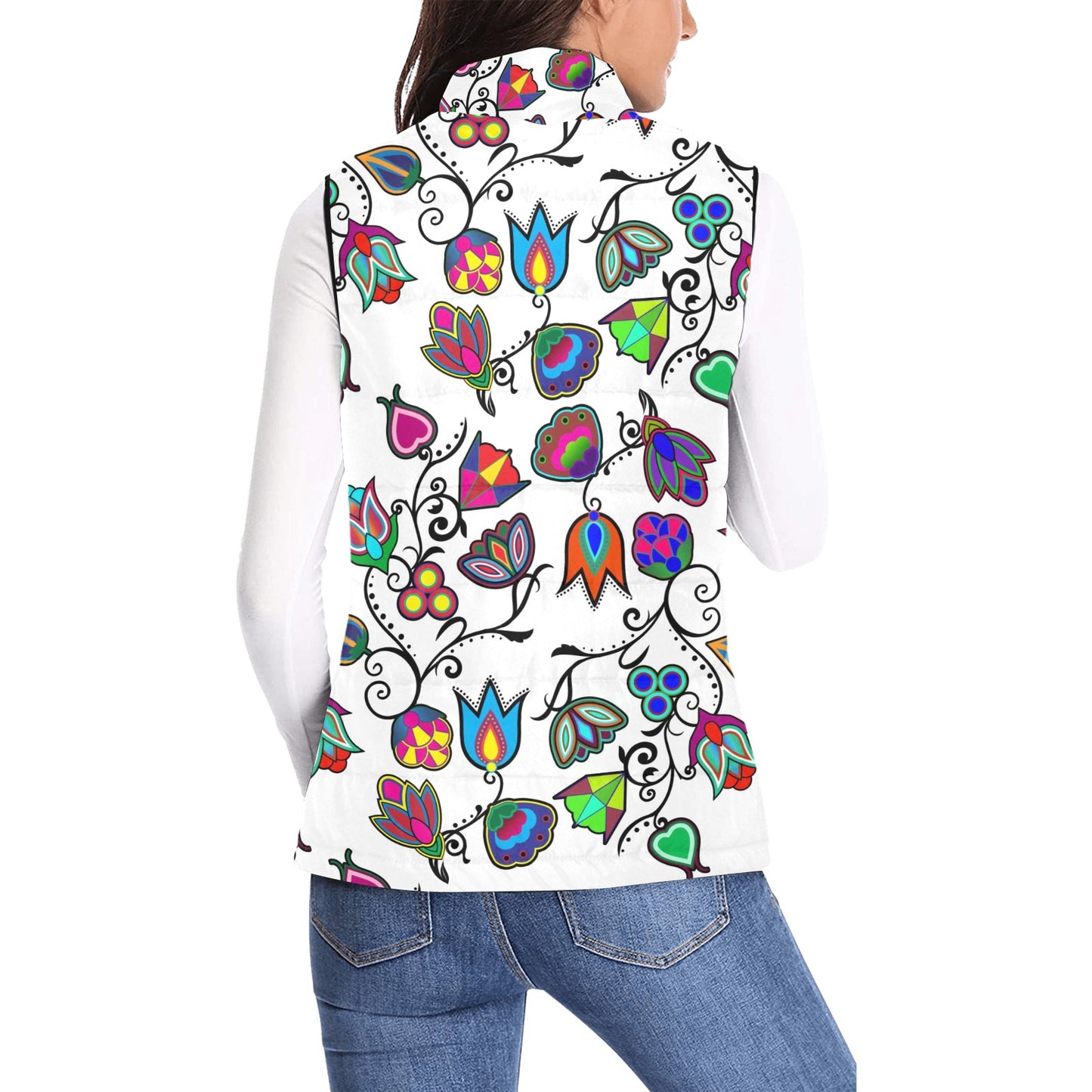 Indigenous Paisley White Women's Padded Vest Jacket