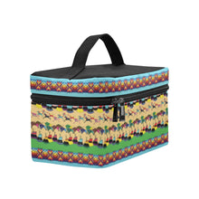 Load image into Gallery viewer, Horses and Buffalo Ledger Torquoise Cosmetic Bag
