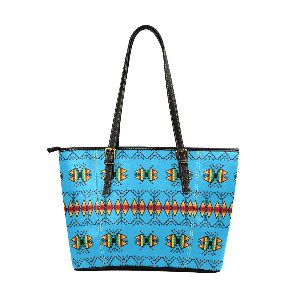 Sacred Trust Sky Leather Tote Bag