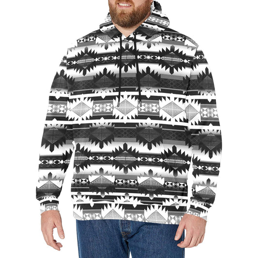 Okotoks Black and White Men's Long Sleeve Fleece Hoodie