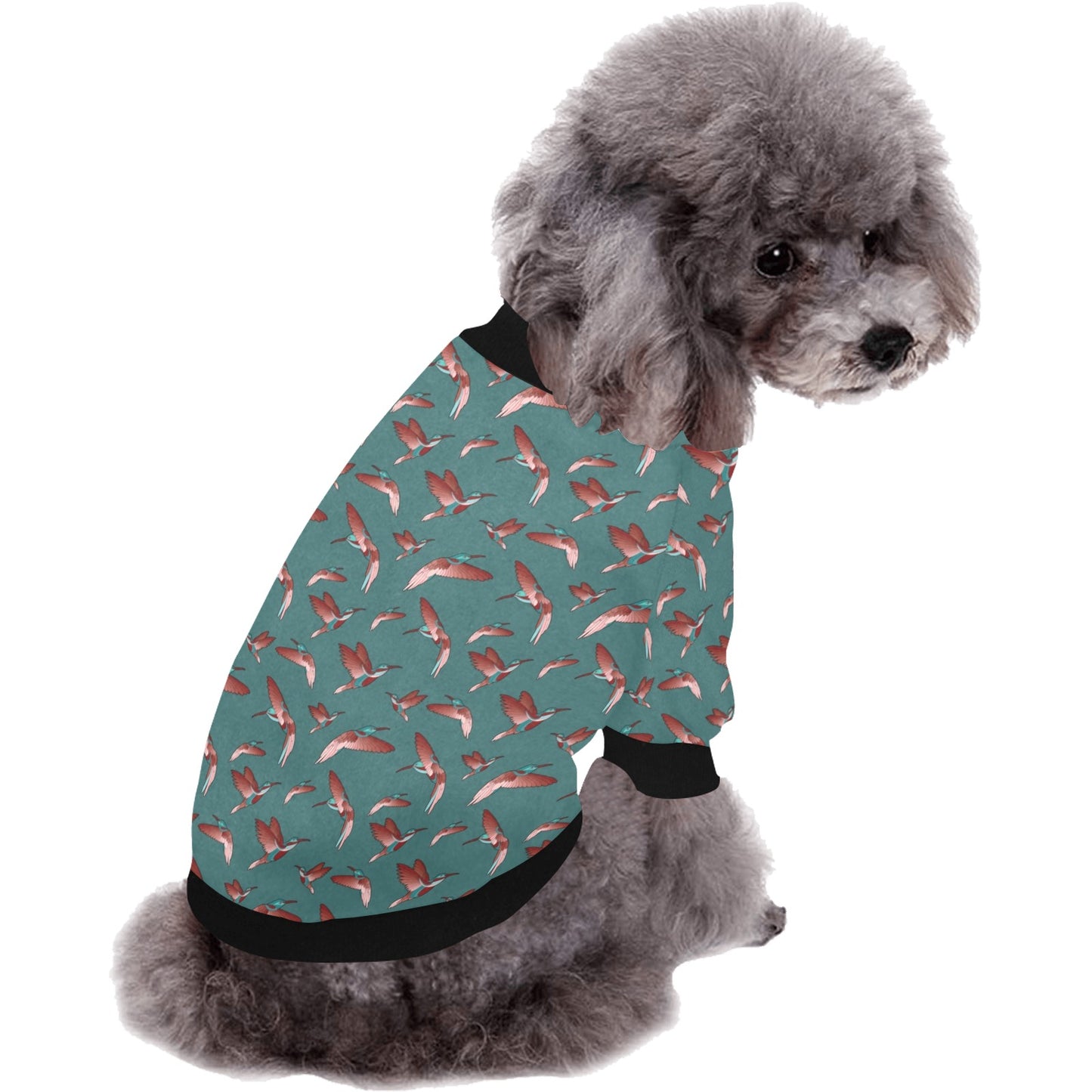 Red Swift Turquoise Pet Dog Round Neck Shirt