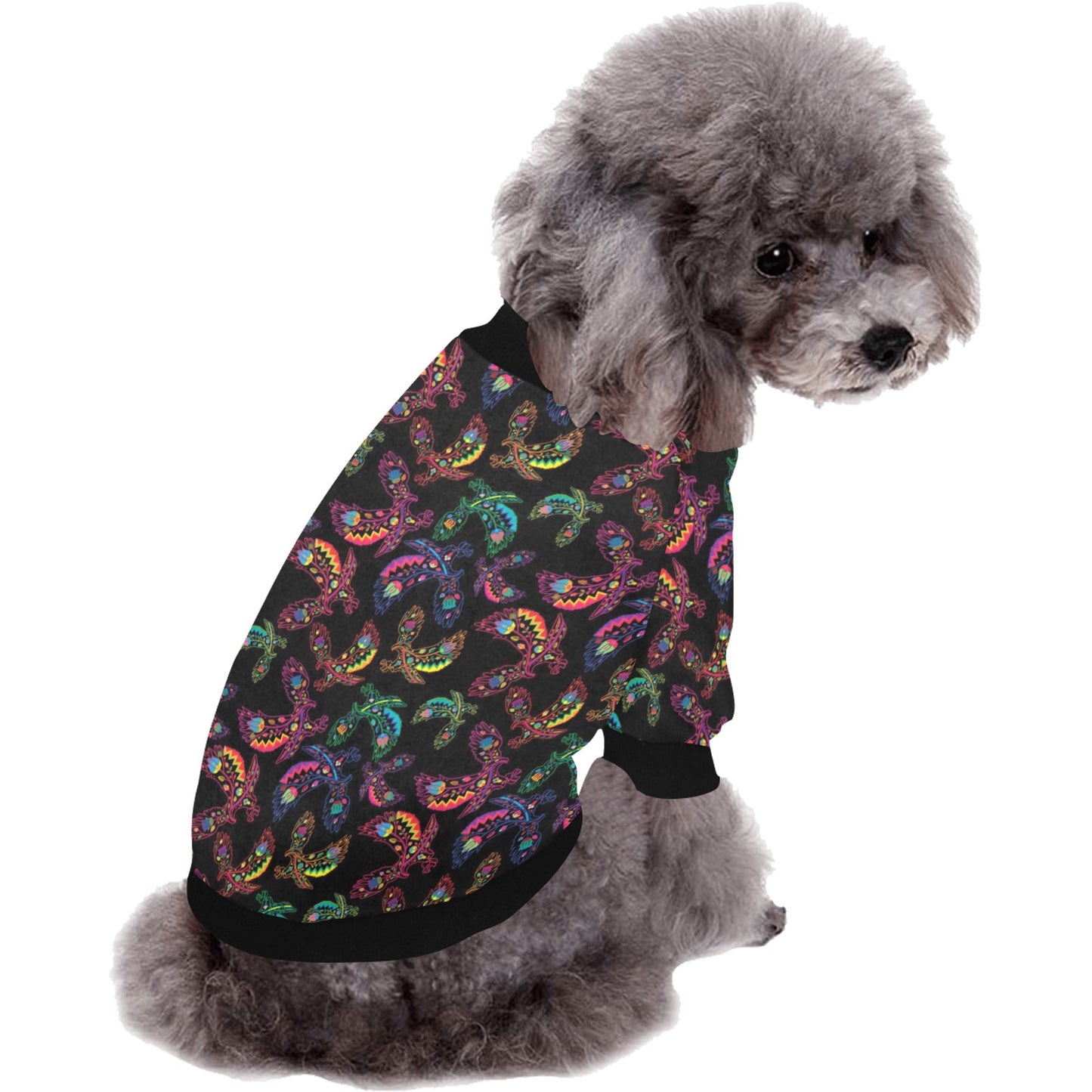 Neon Floral Eagles Pet Dog Round Neck Shirt