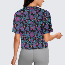 Load image into Gallery viewer, Beaded Nouveau Coal Crop Top
